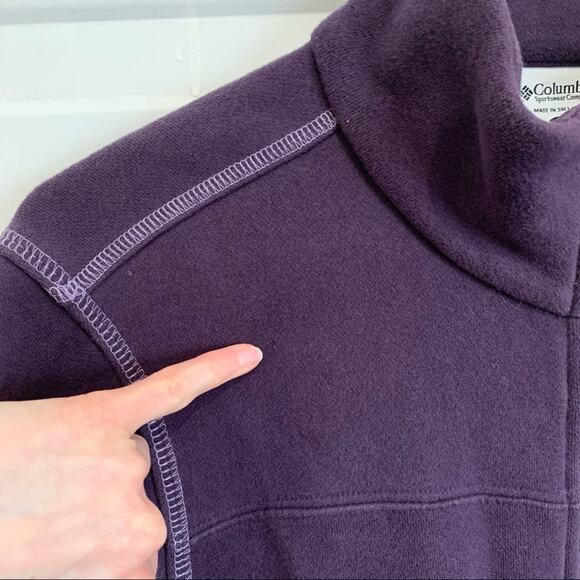 Columbia Purple High Neck Full Zip Cotton Blend Jacket Size Medium - Picture 8 of 8